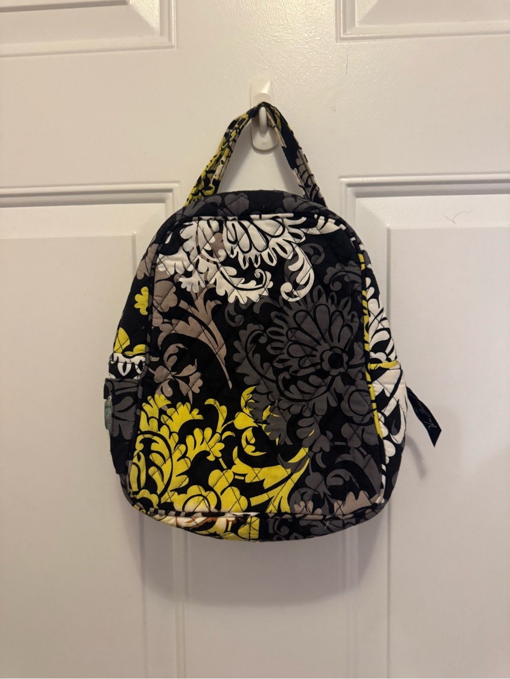 Vera Bradley Quilted Floral Print lunchbox in black, Gray & Yellow